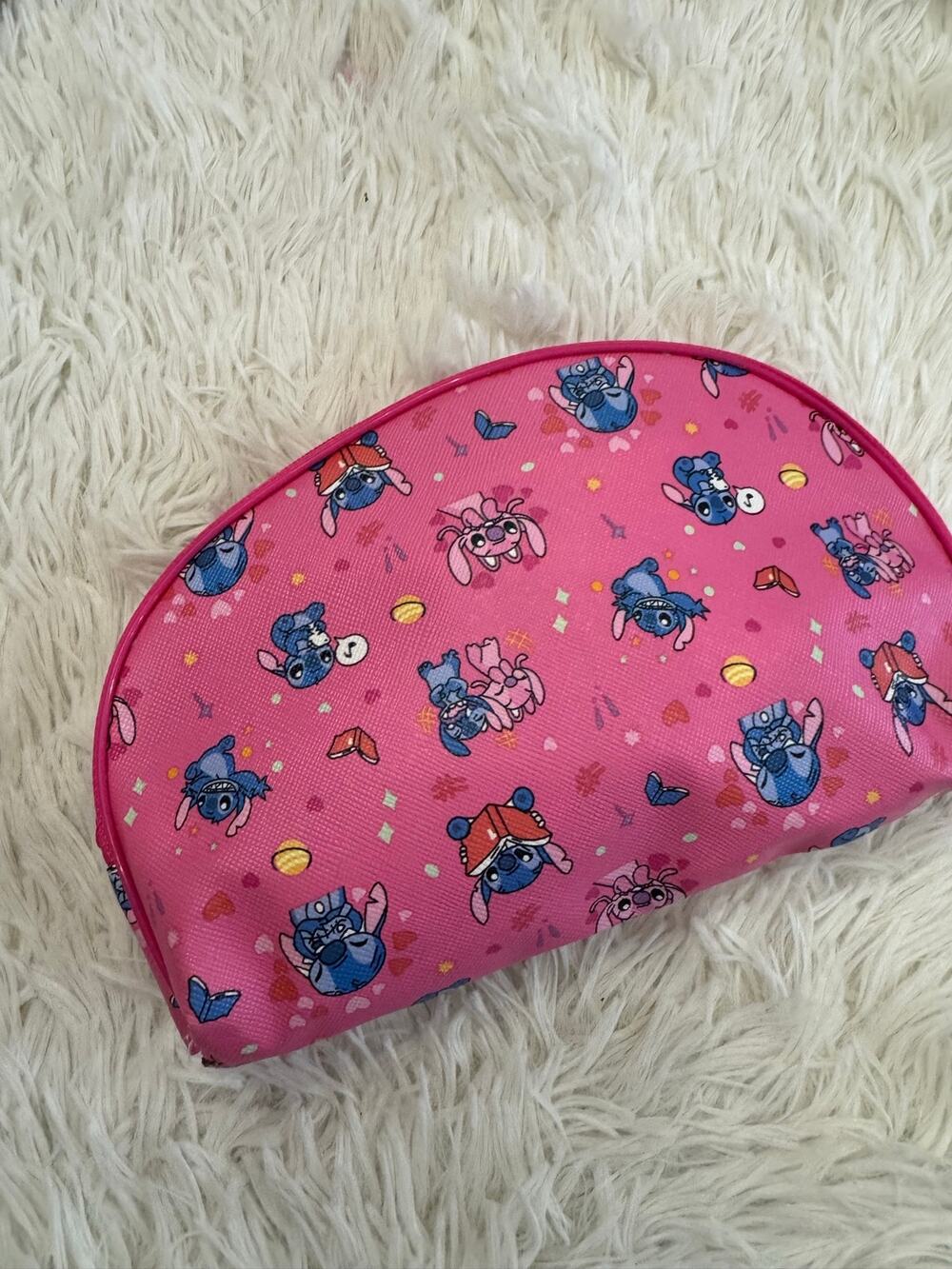 Stitch and Angel  make up bag pencil case zipper pink cute